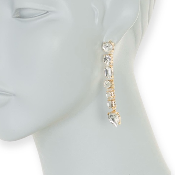 CARA Drop Earrings Linear Dangle Mixed Shape Crystals Pierced Earrings NWT - Picture 1 of 6